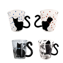 Load image into Gallery viewer, Cute Cat Kitty Glass Mug Cup Tea Cup Milk Coffee Cup Dots Decoration Home Office Cup With Handle Wonderful Gift
