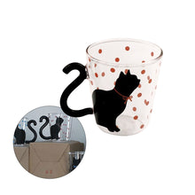 Load image into Gallery viewer, Cute Cat Kitty Glass Mug Cup Tea Cup Milk Coffee Cup Dots Decoration Home Office Cup With Handle Wonderful Gift
